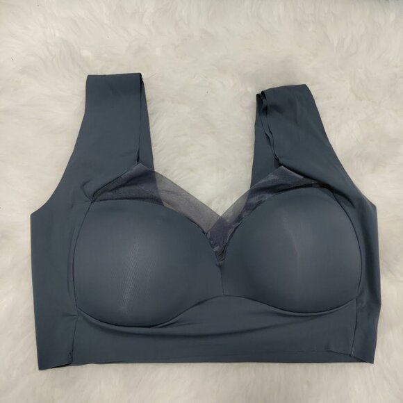 NWOT Comfort Wirefree Back Coverage Seamless Bra Push Up Sports Bras Gray XXL - Picture 2 of 6